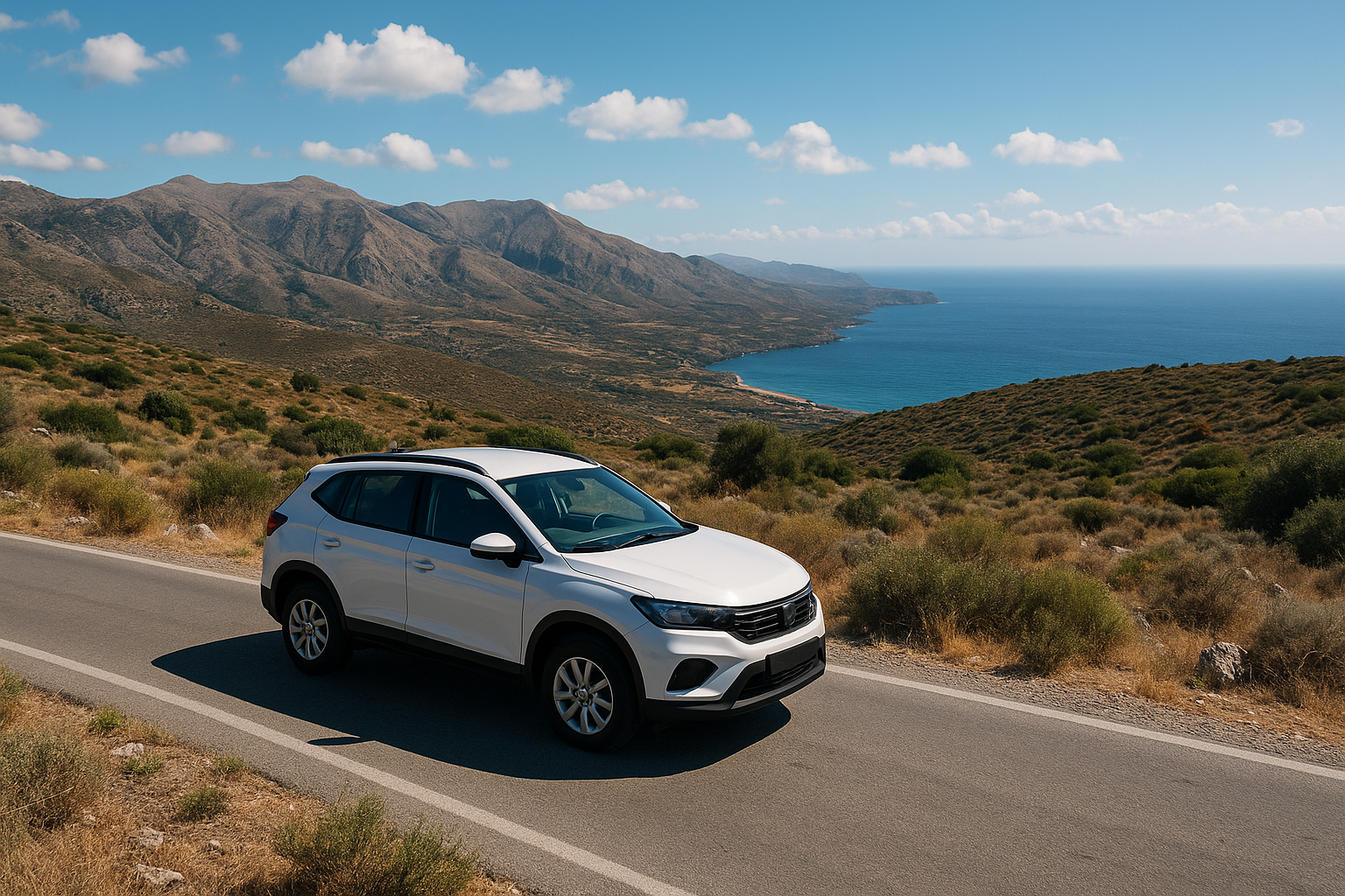 Caravel SUV driving through the Cretan mountains
